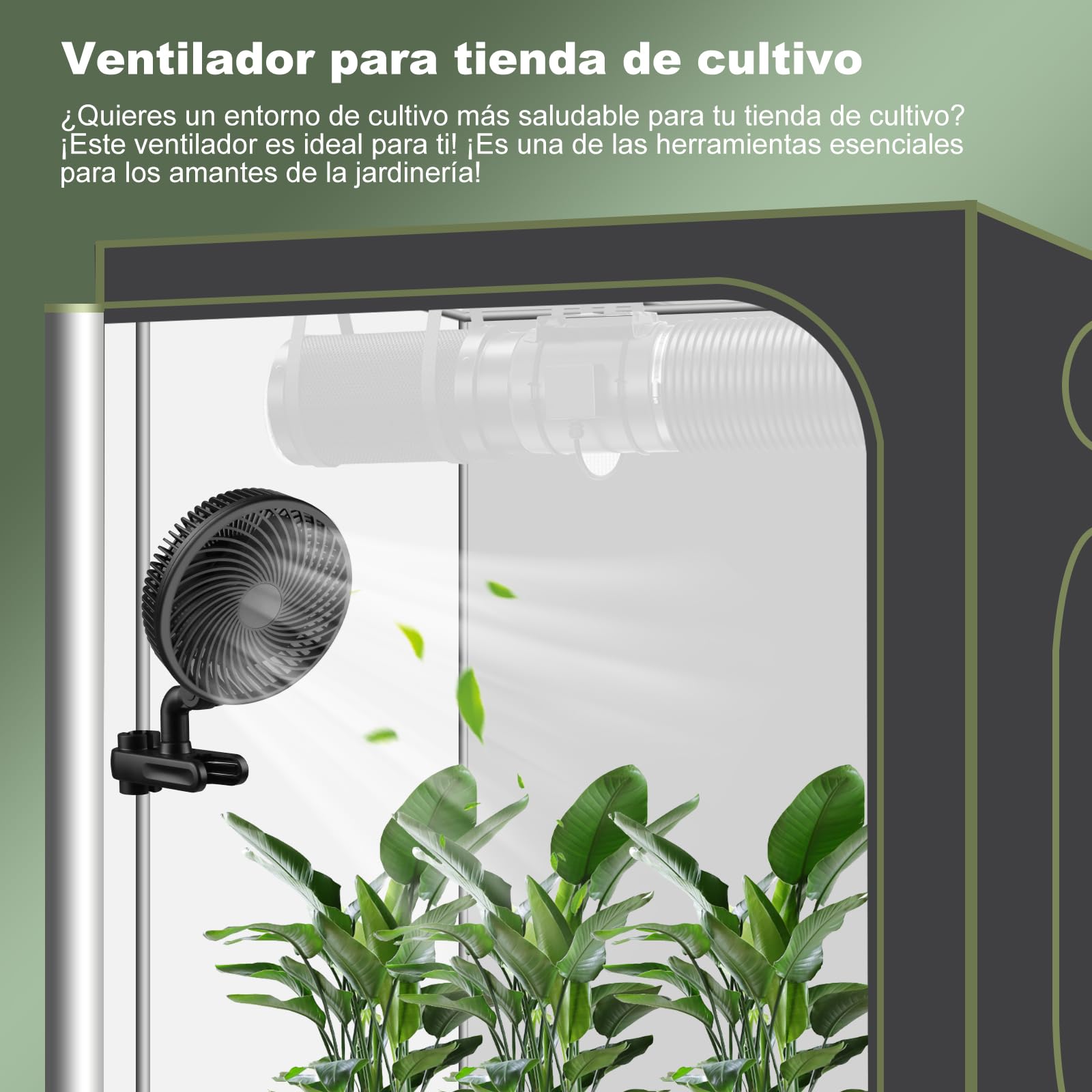Ventilador de cultivo clip - Ventilador oscilante ajustable con 10 velocidades, silencioso para tienda de cultivo