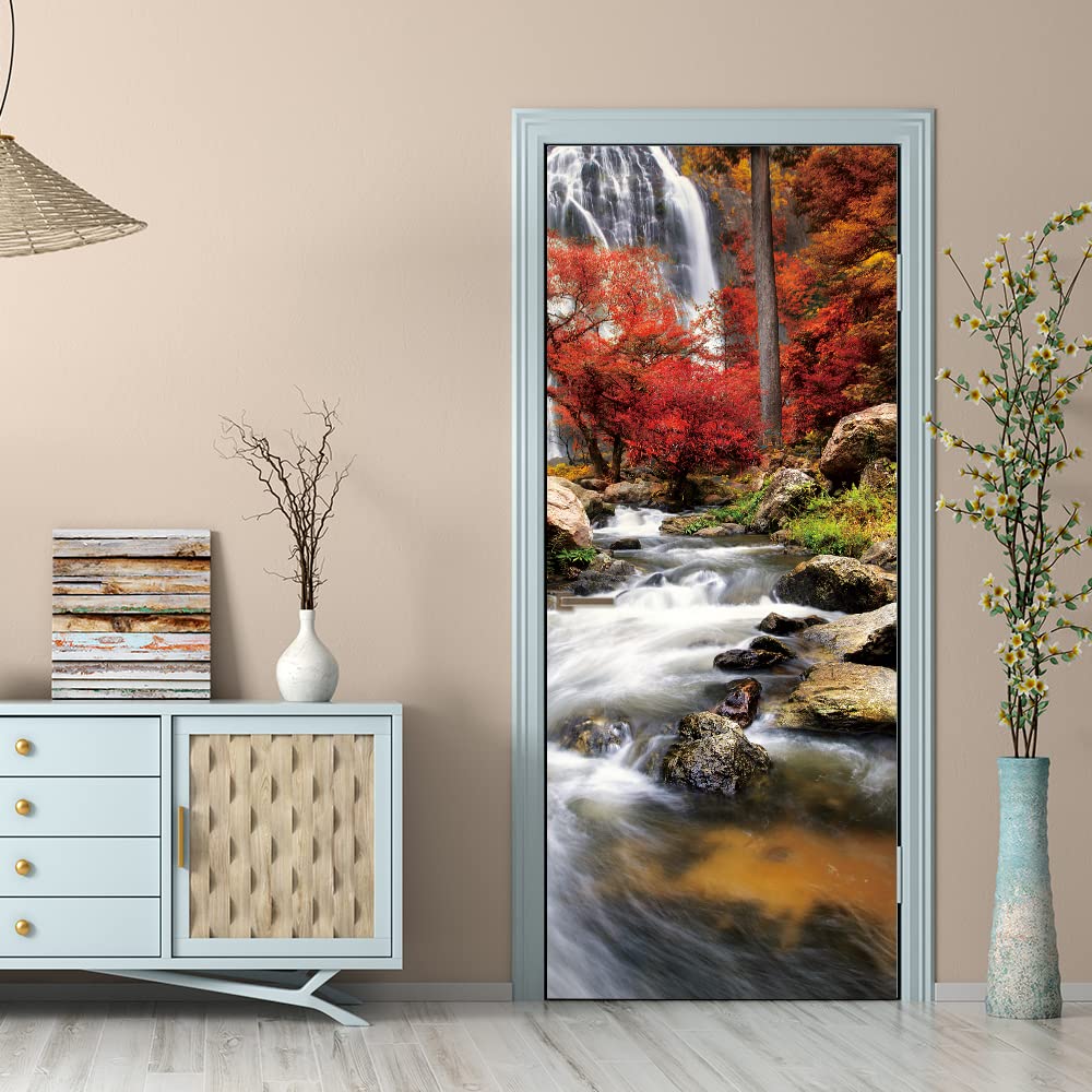 Sticker porte autocollant 3D cascade pour une invitation quotidienne au voyage