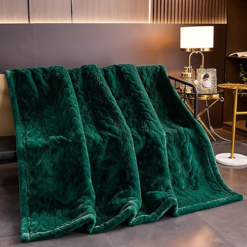 Miniatura 2 de LGYKUMEG Manta de visón coreano pesada, 2 capas, manta de forro polar de visón pesado de 79 x 91 pulgadas, 12 libras, mantas cálidas de invierno,