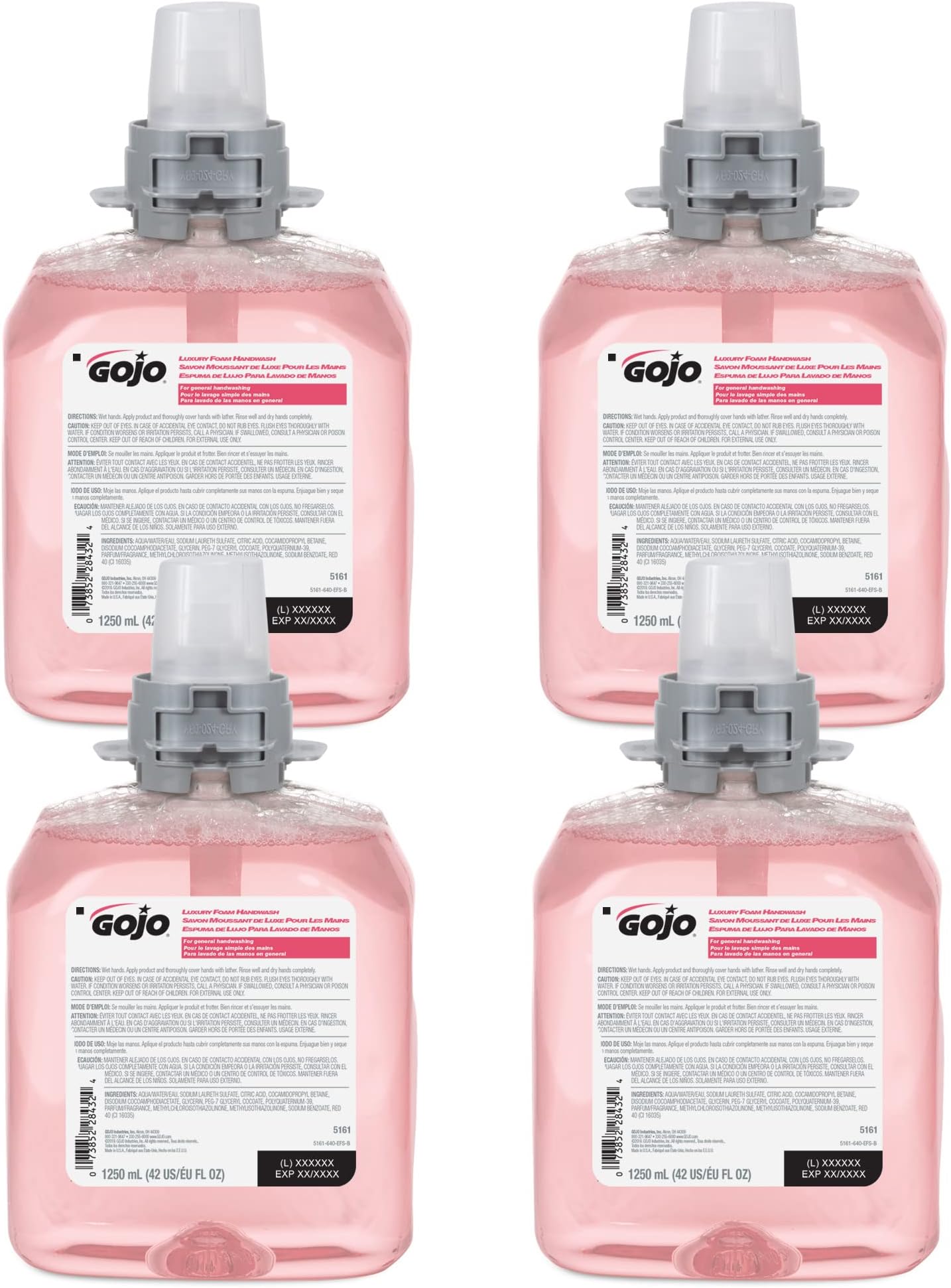 FMX-12 Luxury Foam Handwash, Cranberry Scent, EcoLogo Certified, 1250 mL Foam Soap Refill for Push-Style Dispenser (Pack of 4) - 5161-04