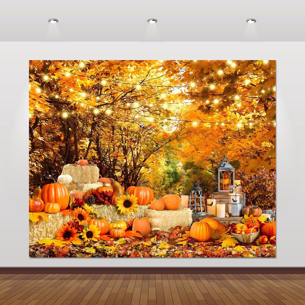 Herbst-Fotohintergrund 2,1x1,5 M – Mit Kürbissen, Ahorn & Sonnenblumen Für Erntedank