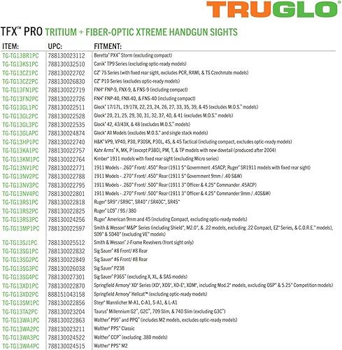 Miniatura 4 de Truglo TFX PRO - Mira de pistola, tritio brillante a prueba de golpes y vista nocturna de fibra óptica para pistolas, compacta, duradera y sin