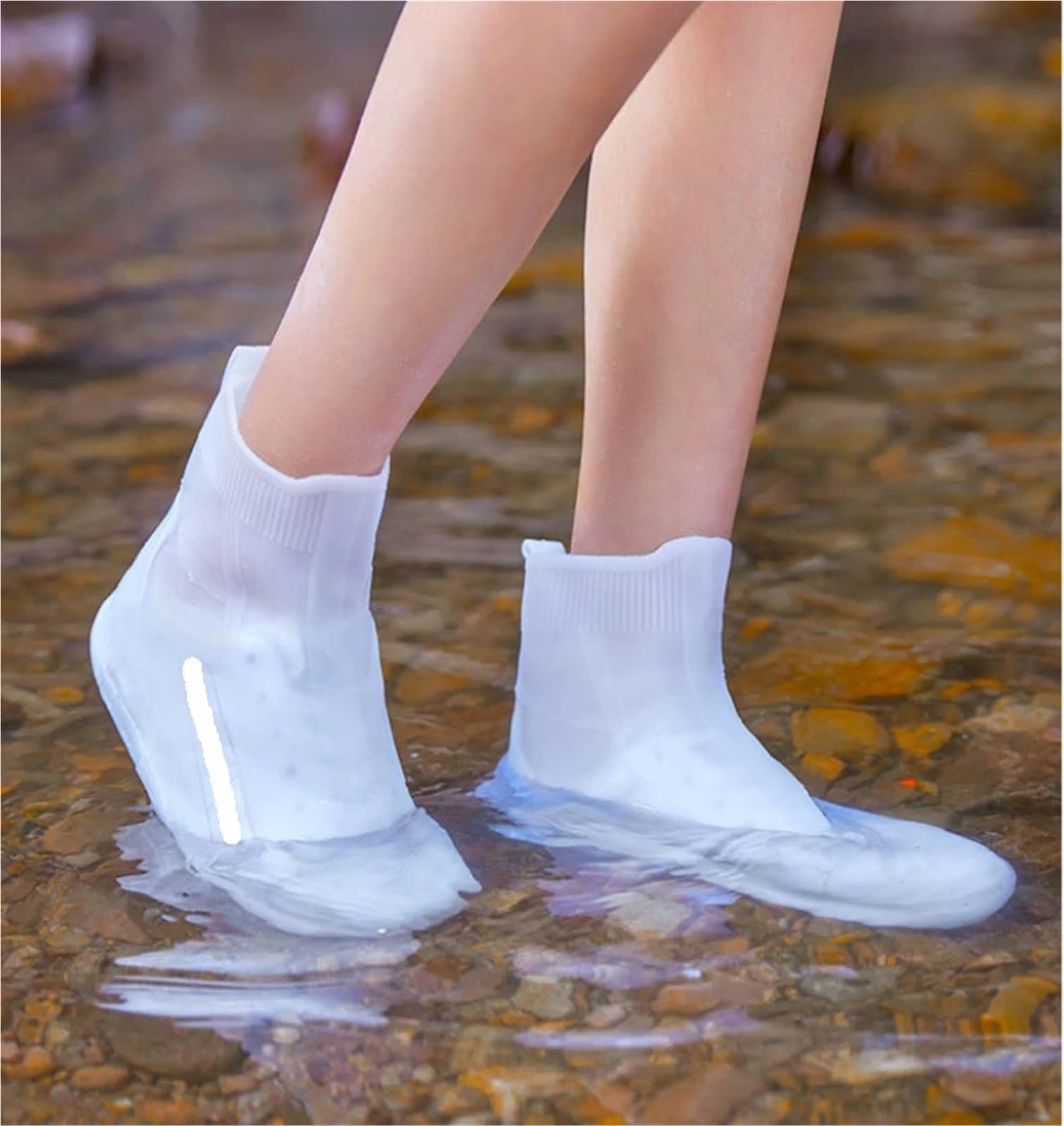 Botas de lluvia reutilizables, cubiertas for zapatos contra la, antideslizantes, silicona, resistentes al agua, for días lluviosos, 3 pares para Protección