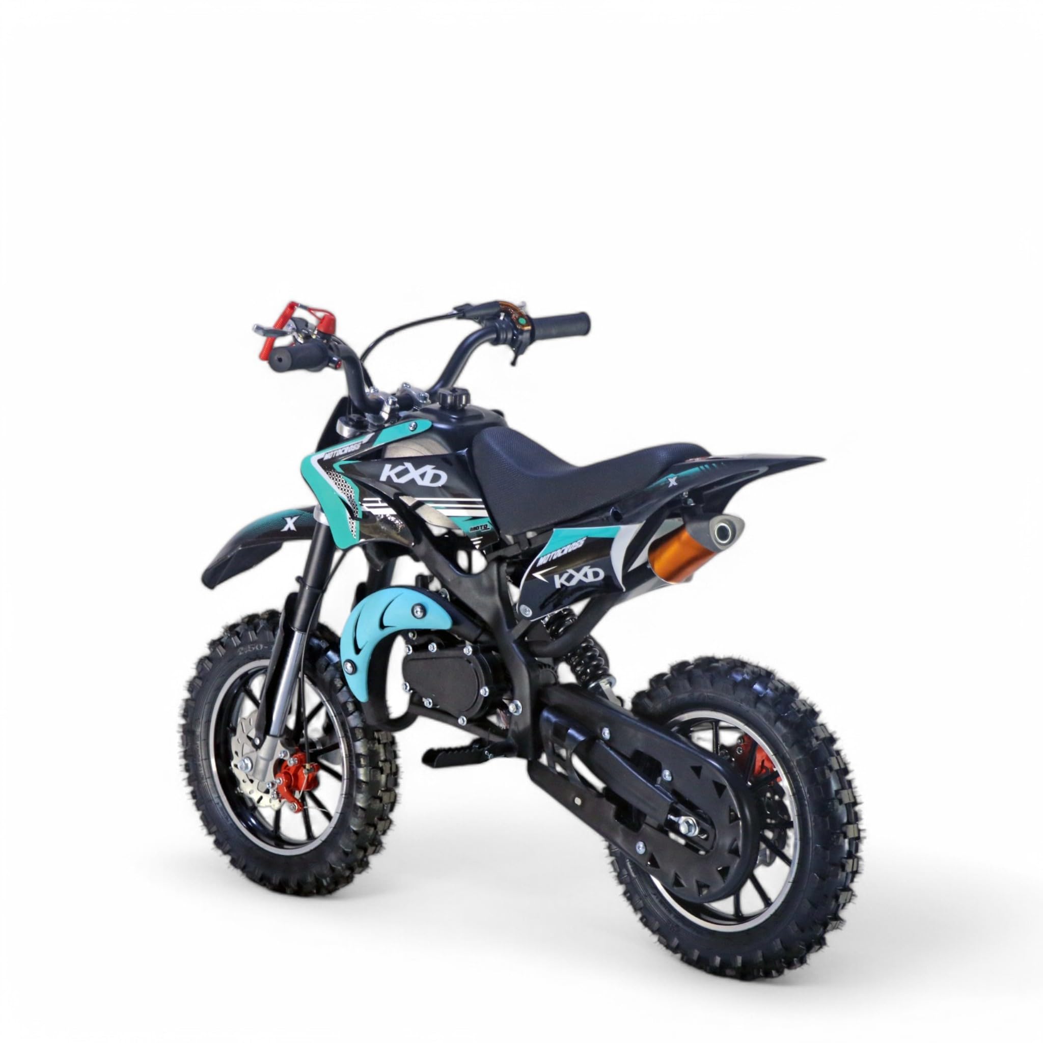 KXD 701/706/708 Blitzer 49cc Enfant 2 Temps 45km/h Dirt Bike Dirtbike CrossBike Pocket Pitbike Pocket Kids Dirt Cross Motor Moto Vélo Véhicule Enfant (Turquoise, KXD 701 49ccm 2Temps)