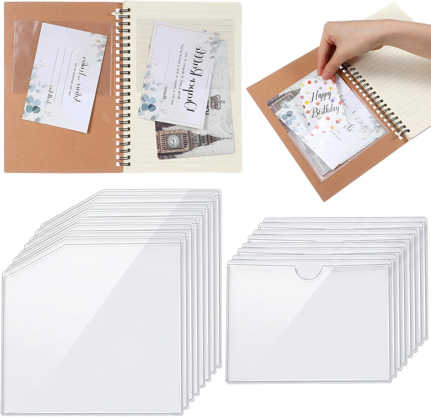 20PCS Adhesive Label Pockets,Clear Adhesive Pockets
