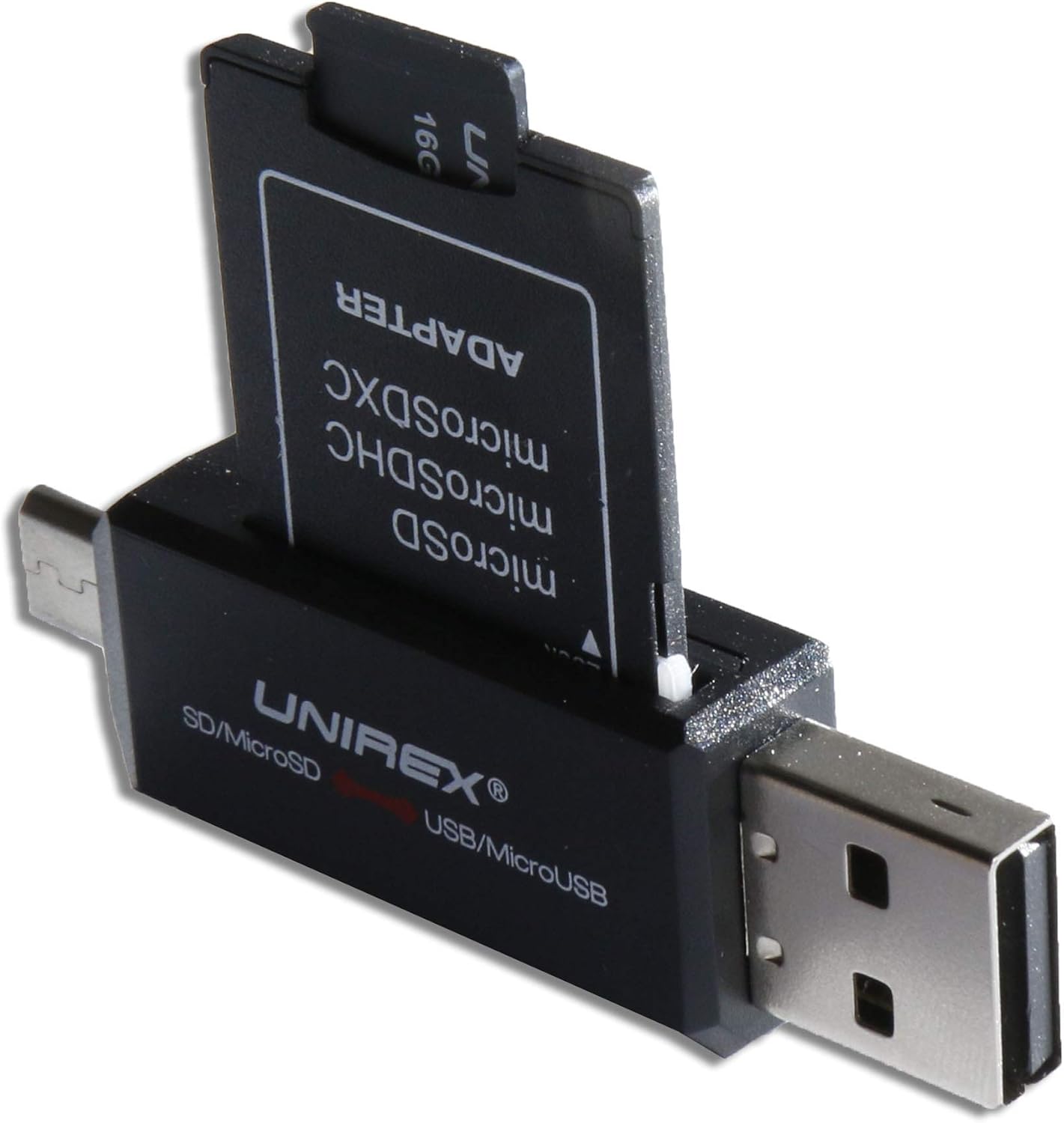 Unirex MSW-165S MicroSD Card with Full Sized Adapter and MicroSD/SD reader to Micro USB/USB, Works With Any Product with MicroSD or SD Card Slot, 16GB, Class 9 image 2
