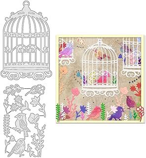 BENECREAT Bird Cage with Flower Carbon Steel Cutting Dies Stencils, Animal Themed Metal Cutting Dies Embossing Template for DIY Paper Craft Card Making Scrapbooking Decor