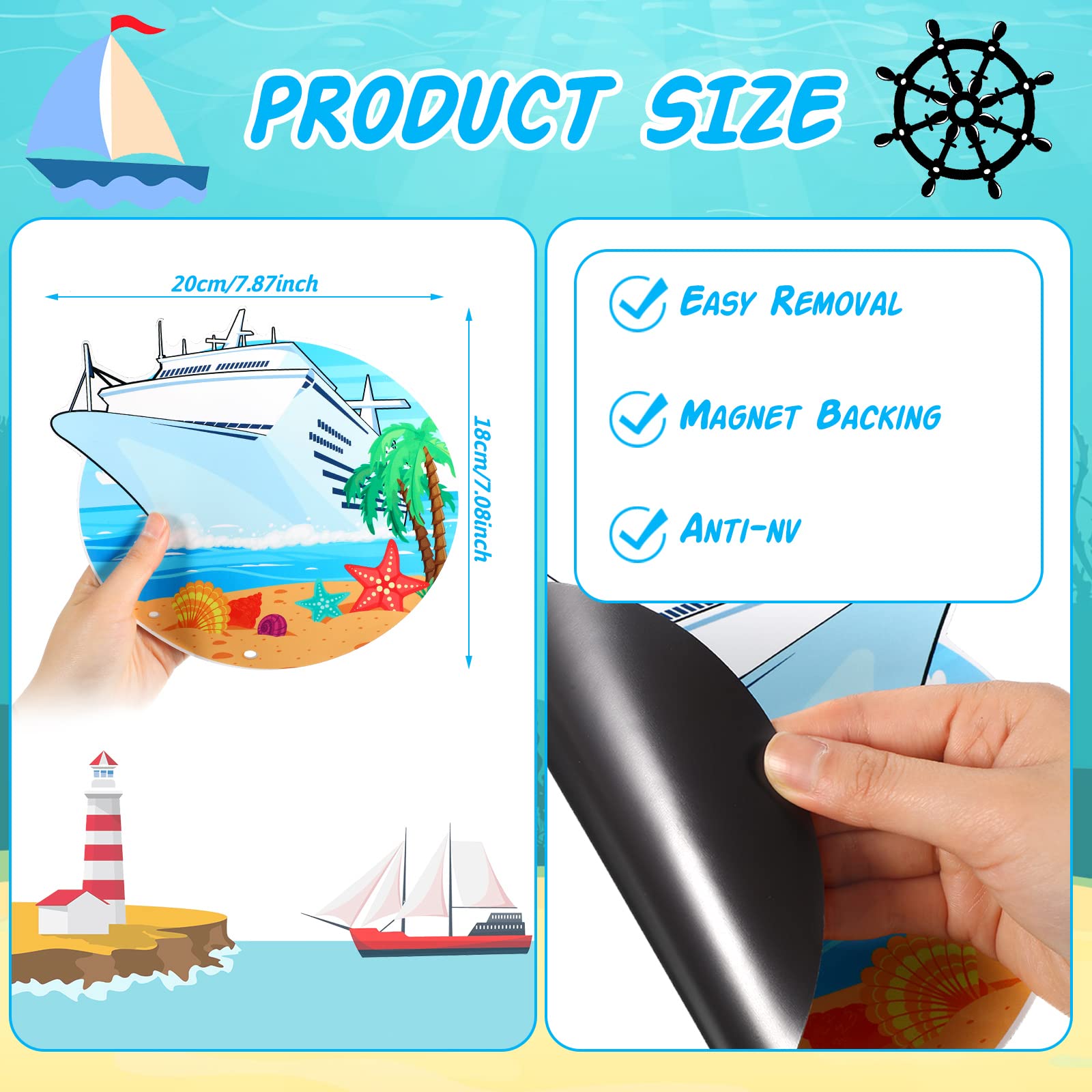 6-Piece Cruise Door Decorations Magnetic Set - Funny Cruise Magnets With Tropical Designs For Cabin Doors & Refrigerators