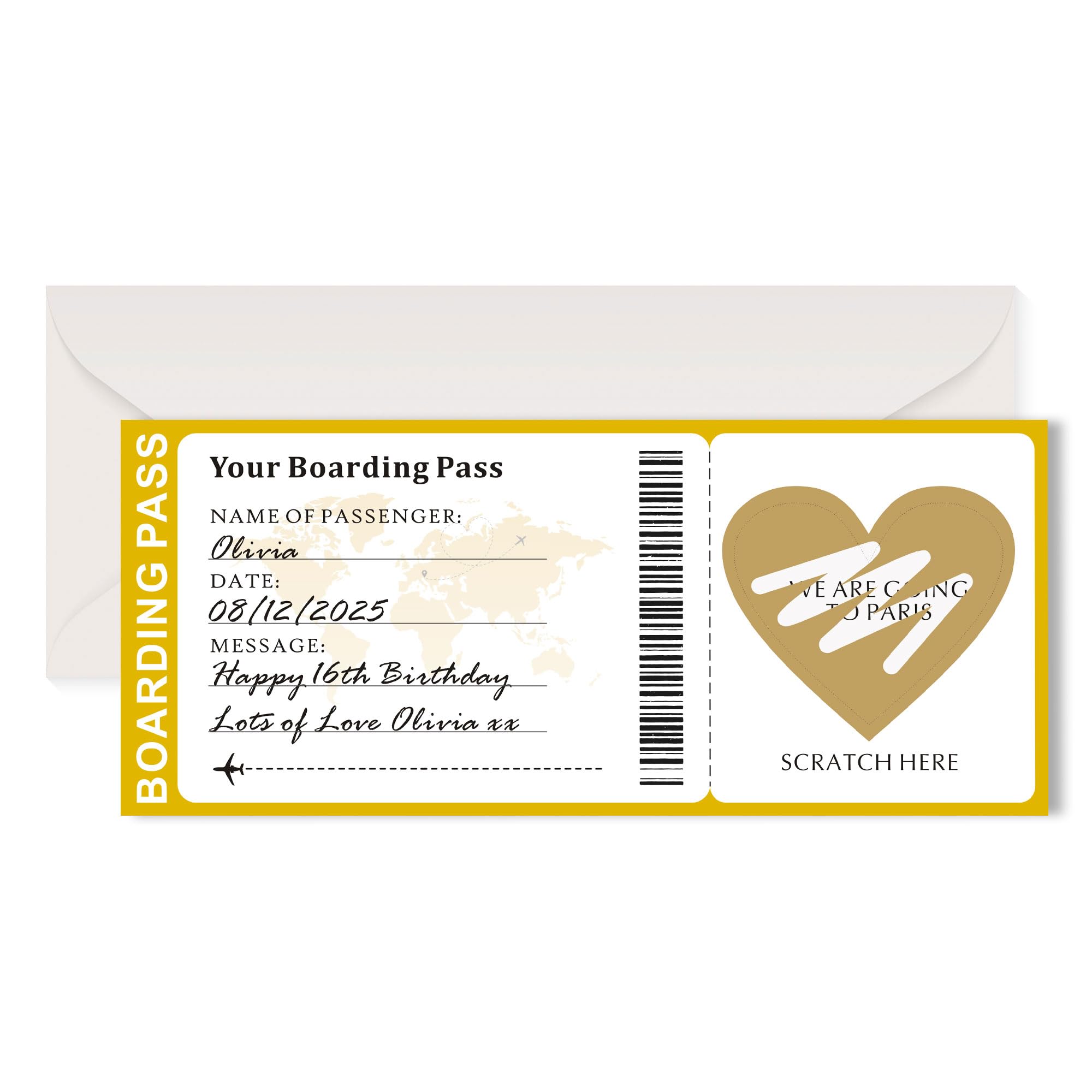 Personalised Holiday Scratch Card Reveal Surprise Boarding Pass Scratch Card Reveal Gifts Personalised Scratch-Off Stickers Gift Greeting Cards for Women Men Spouse Family Lover (Design 2) โ image 1