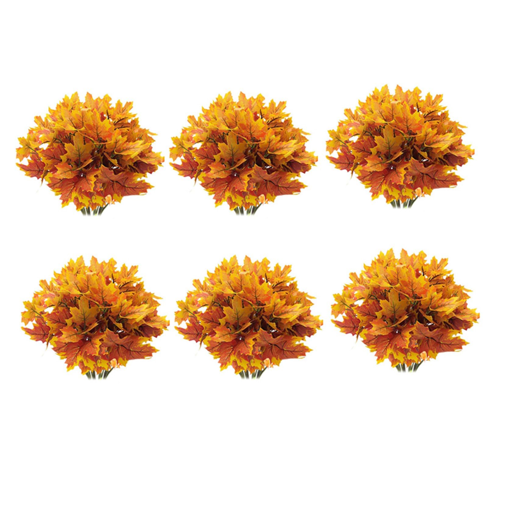 Hndhbfgrt Artificial Maple Leaves Branches Autumn Leaves 30 Bundles Fall Decorations Outdoor UV Greenery Shrubs Plants