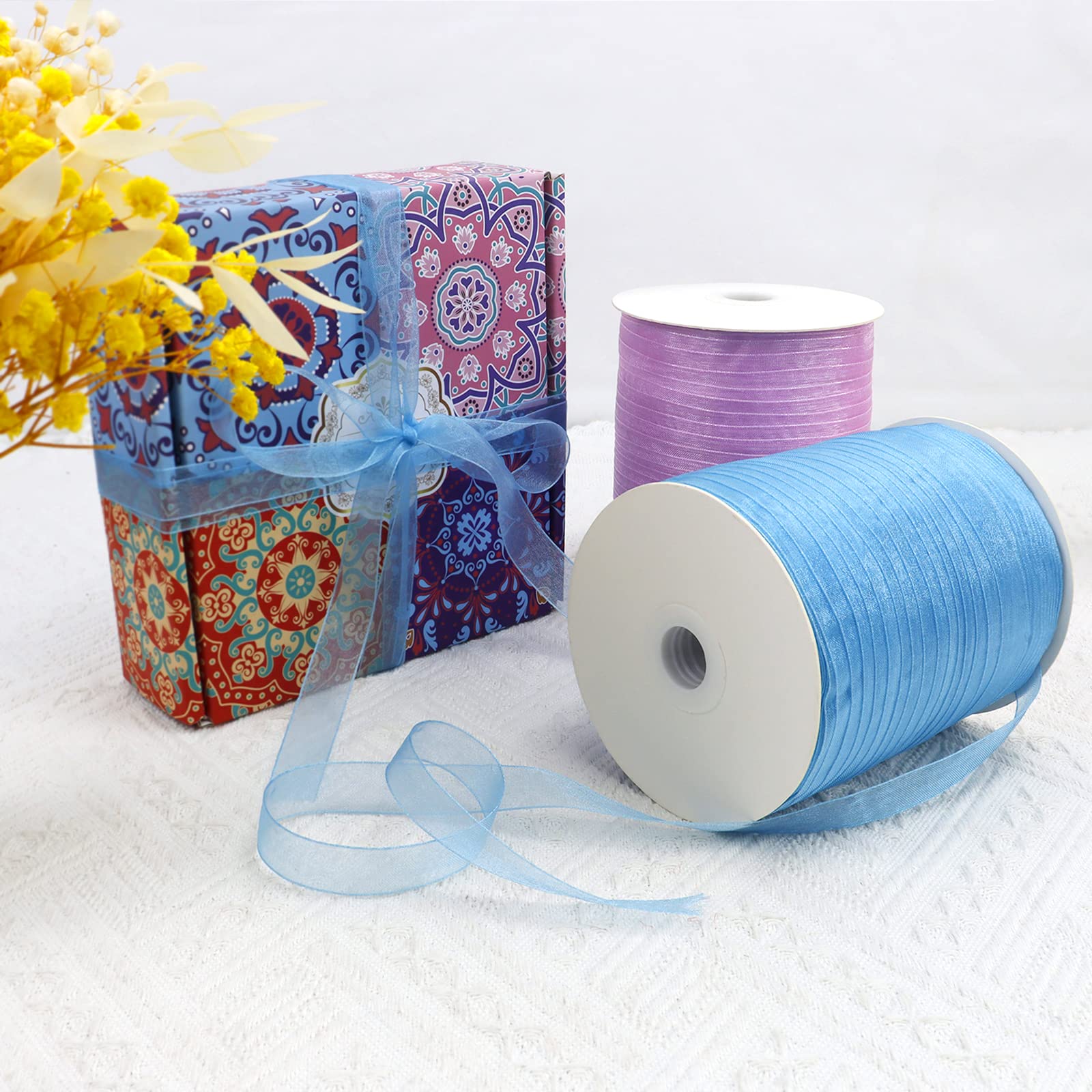 Nastro in organza blu scuro trasparente da 25 mm per confezioni regalo, nastro in chiffon trasparente da 45 m, nastro blu navy per feste di compleanno, matrimoni, decorazioni per ghirlande