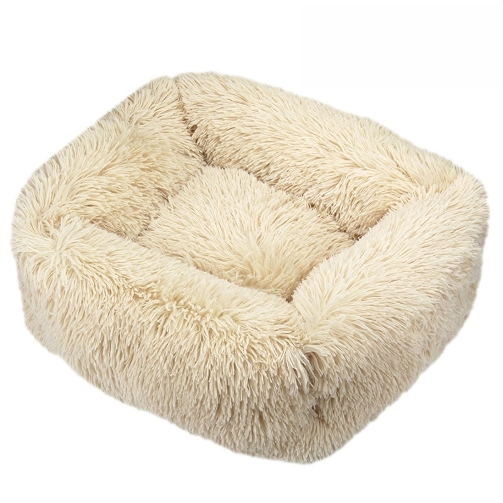 Hixingo Warmth Plush Dog Bed for Medium Small Puppy Kitten, Anti AnXiety Cat Bed, Square Washable Dog Mat, XS-XXL Soft Fluffy Mat for Cat for Living Room,Bedroom,Balcony (Beige,XL)