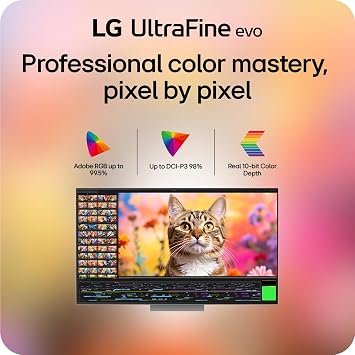 LG 32U990A-S 32-Inch Ultrafine 6K (6144 x 3456) Nano IPS Black Thunderbolt 5 Professional Monitor, 60Hz, DisplayHDR 600, Speakers, HDMI 2.1, DisplayPort 2.1, USB-C, Tilt/Height/Pivot Stand, Silver