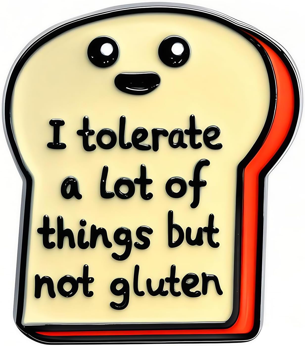 PLwelth Funny Enamel Pin Cute Pins for Women Men Toast Badge Holder for Jacket Hats Backpacks Bags Clothes I Tolerate A Lot Of Things But Not Gluten Lapel Pin Charm Accessories Jewelry for Her Him