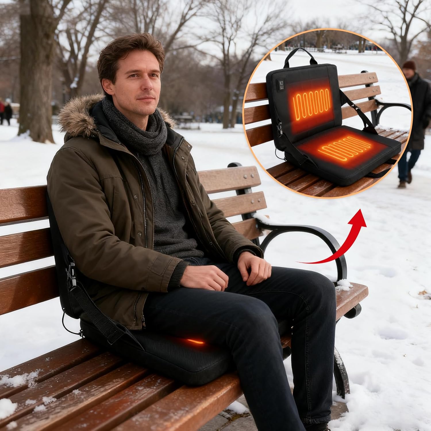 Heated Stadium Seats for Bleachers, Portable Heating Heated Cushion, Portable 3 Gear Heating, Heating Outdoor Camping Hiking, Ideal for Camping, Beach, Sporting Events