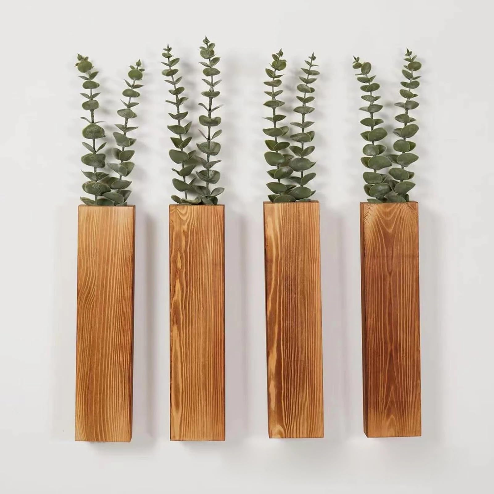 Wandvase Pflanzgefäß mit Taschenvase aus Holz for die Wand