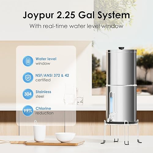 Miniatura 2 de Joypur Sistema de filtración de agua para encimera de 2.25 galones con ventana de nivel de agua, ultrafiltración de 3 etapas de 0.01 m, reduce hasta