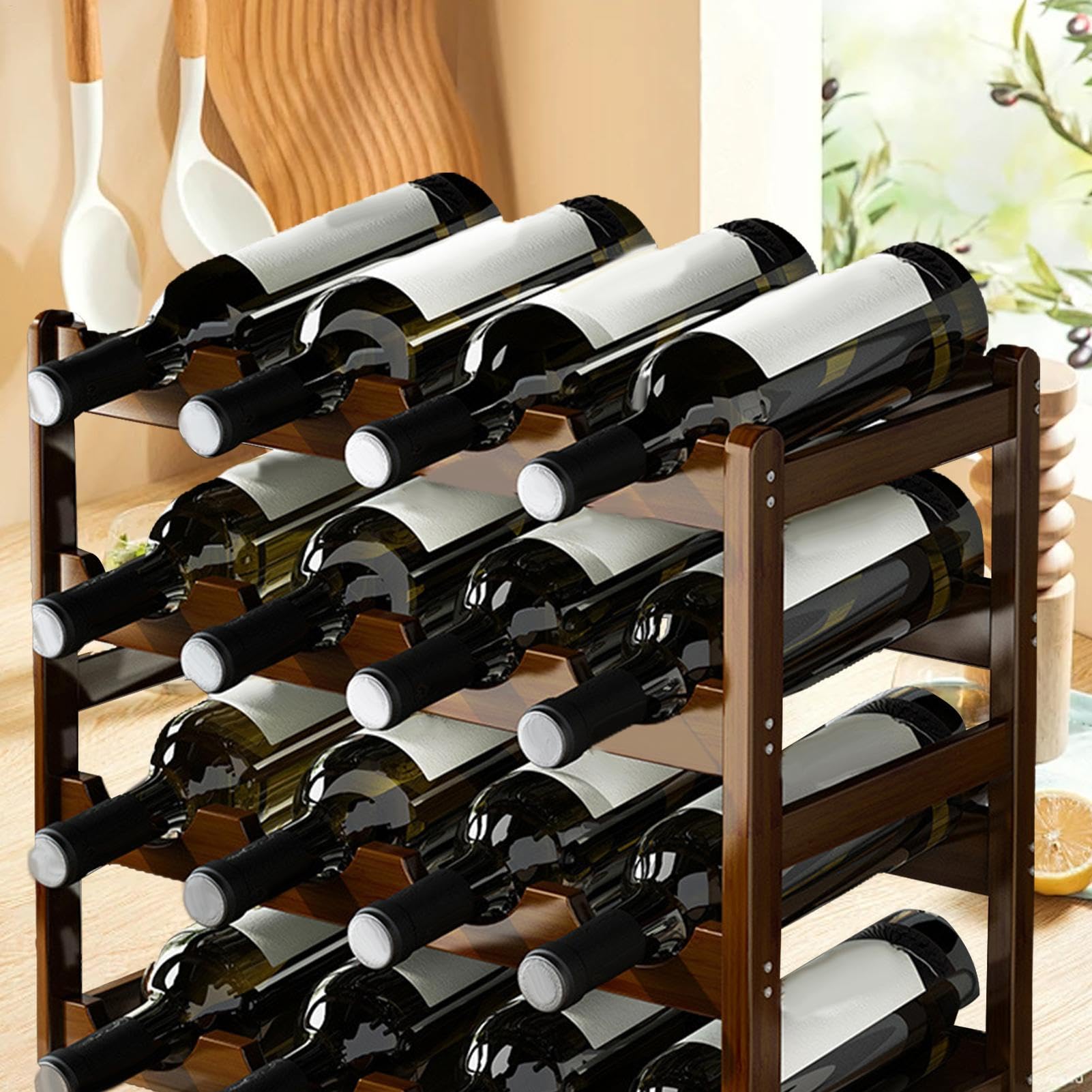 Almacenamiento de Vino: Estante apilable para Botellas de Vino de 4