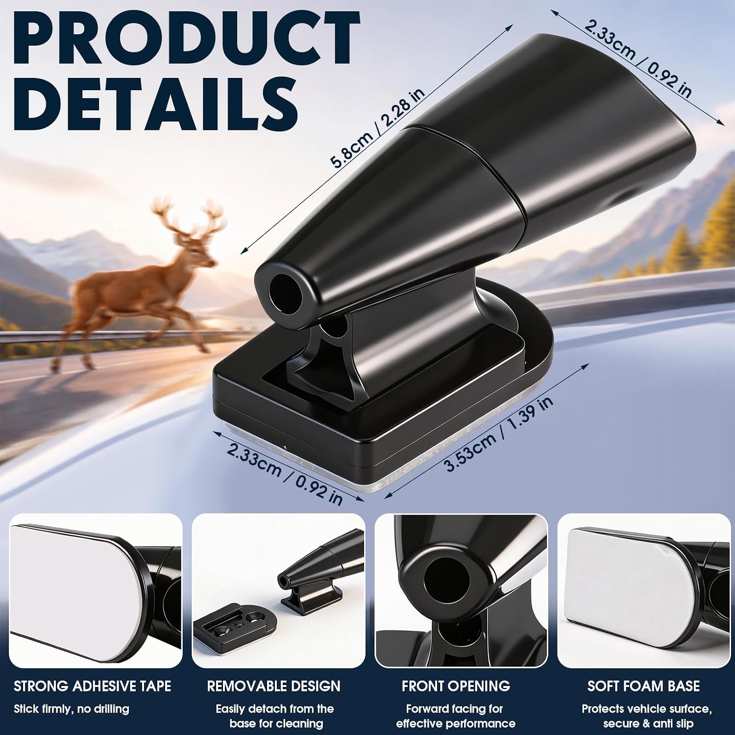 45 Pack Deer Whistles for Car Vehicle, Warning Device, Elegant