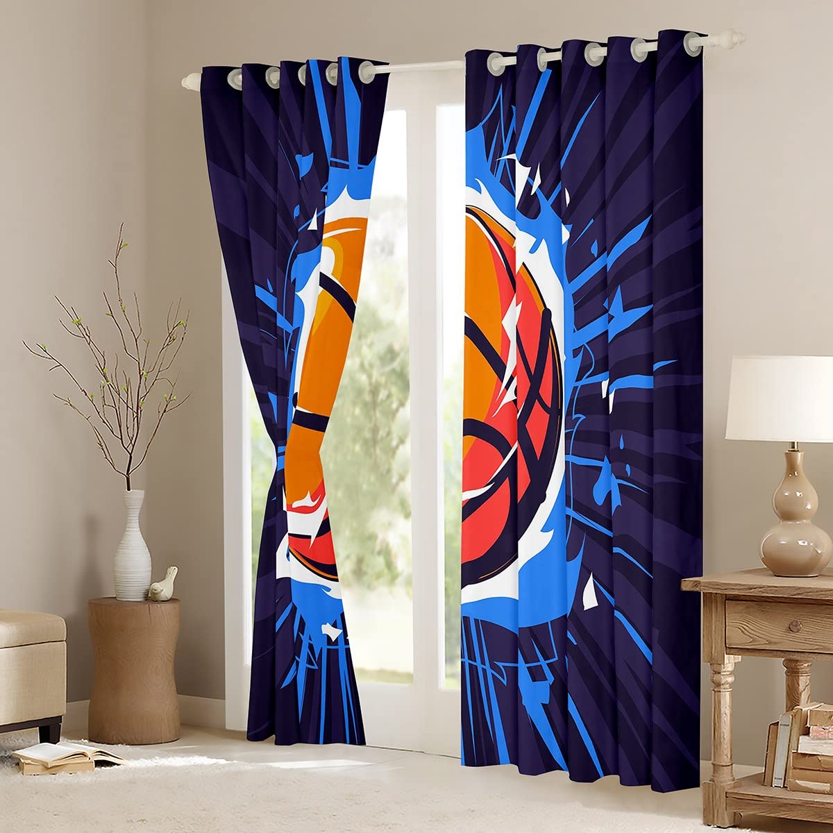 Pallacanestro Bambini Tende oscuranti Gaming Sport Tende per camera da letto Soggiorno per Ragazzi Bambini Adolescenti Giochi con la palla Tende Regalo per gli amanti del basket Trattamenti per fines