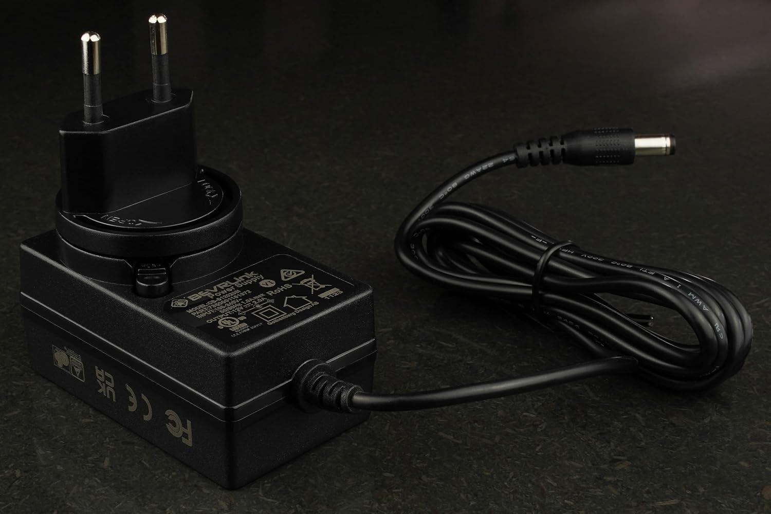 Power Supply 12V 2A with Removable Plugs for UK, US, and EU Standards - ID 2.1mm OD 5.5mm - Short Circuit and Over Voltage Protection, Vibration Resistance