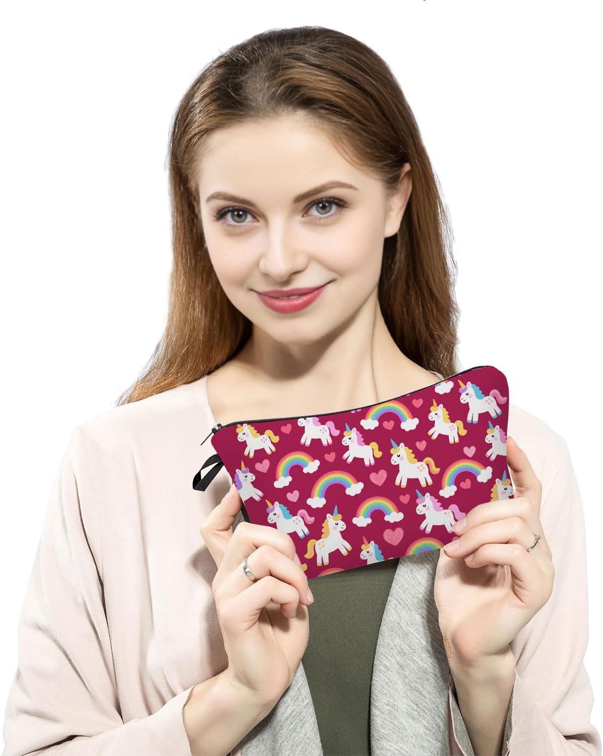 Rainbow Unicorn Print Small Cosmetic Bag -2 image 3