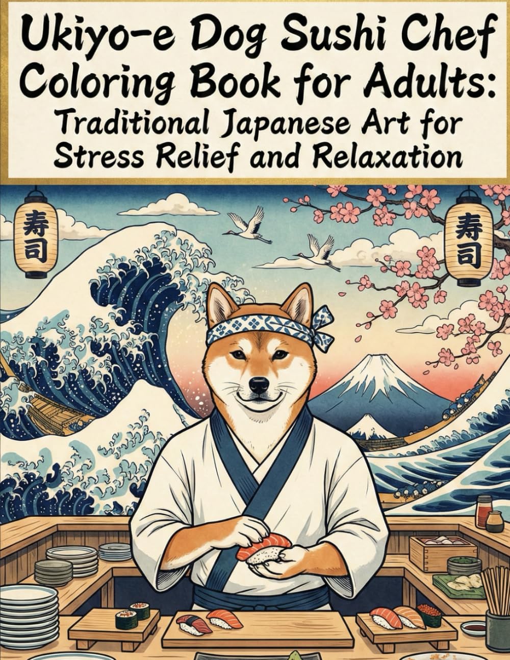 Ukiyo-e Ukiyo-e Dog Sushi Chef Coloring Book for Adults: Traditional Japanese Art for Stress Relief and Relaxation: Japanese Art / Woodblock Print / ... Relief / Mindfulness / Ukiyo-e Dog Sushi Chef