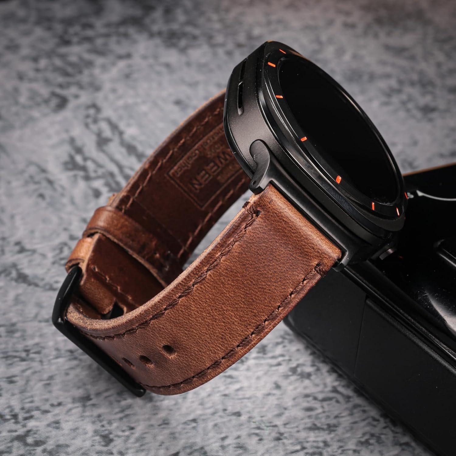 Compatible with Samsung Galaxy Watch Ultra Bands (2025/2024),Vintage Horween Leather Wristband Replacement Strap for Galaxy Watch 7 Ultra Band 47mm/Watch 8 Ultra Men Women