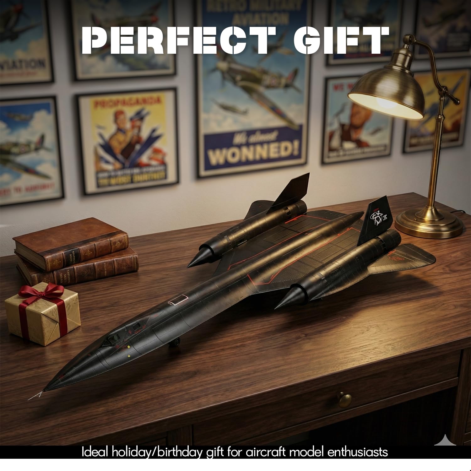 1:72 Scale SR-71 Blackbird Aircraft Model Lockheed Strategic Reconnaissance Aircraft USAF 17960 SharkⅡ Miniature Military Metal Diecast Airplane Model Kit for Adult Collection o