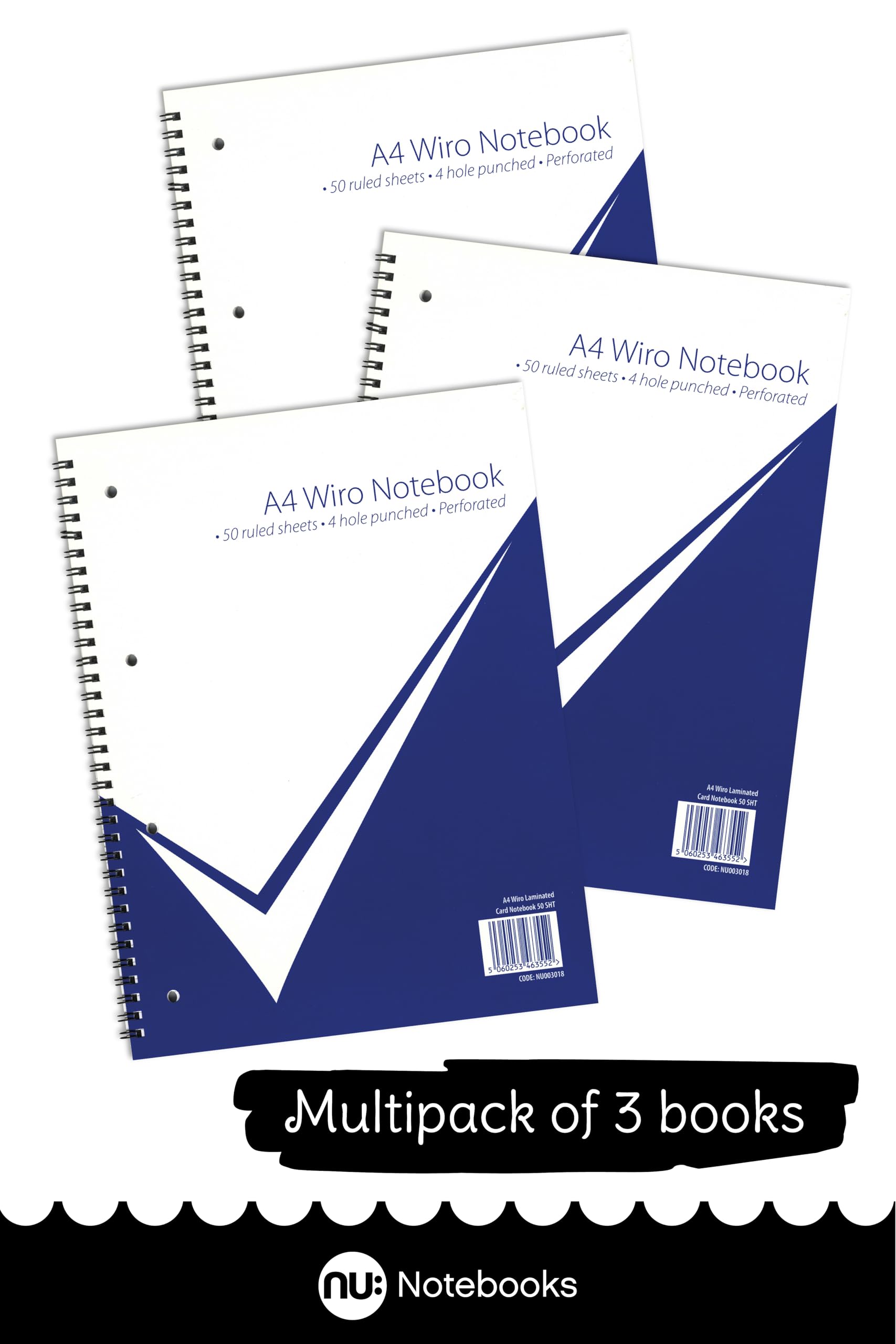 nu: A4 White Wirebound Notebook, Manilla, Multipack of 3 - Image 4