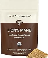 Vista 1 de Lions Mane polvo de extracto de hongos Real Mushrooms. Certificado orgánico 2.11 oz a granel. Hongo melena de león en polvo, perfecto