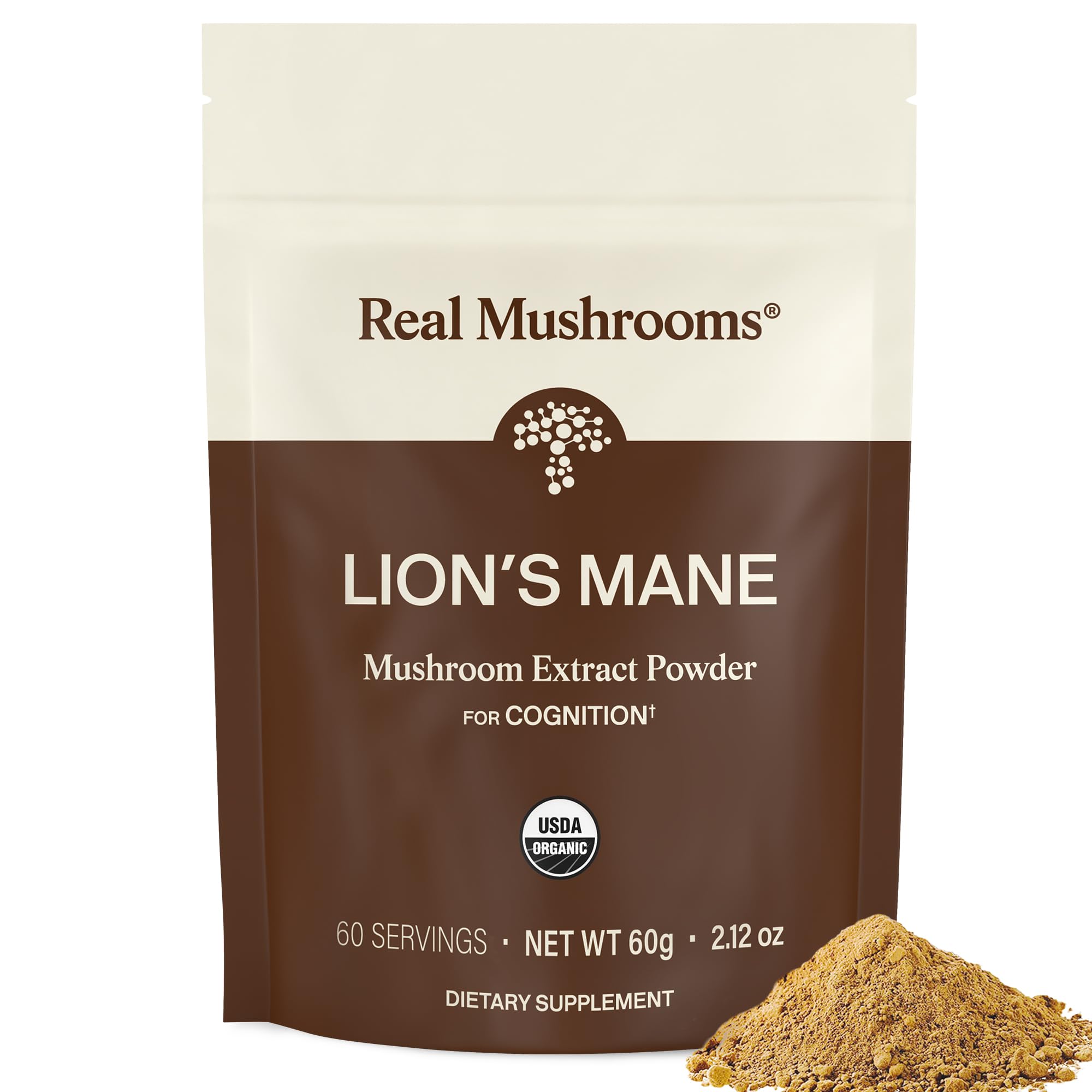 Real Mushrooms Lions Mane Mushroom Supplement - Organic Lions Mane Extract Powder for Overall Wellness with Adaptogens ā Functional Vegan, Non-GMO Blend with 60 Servings
