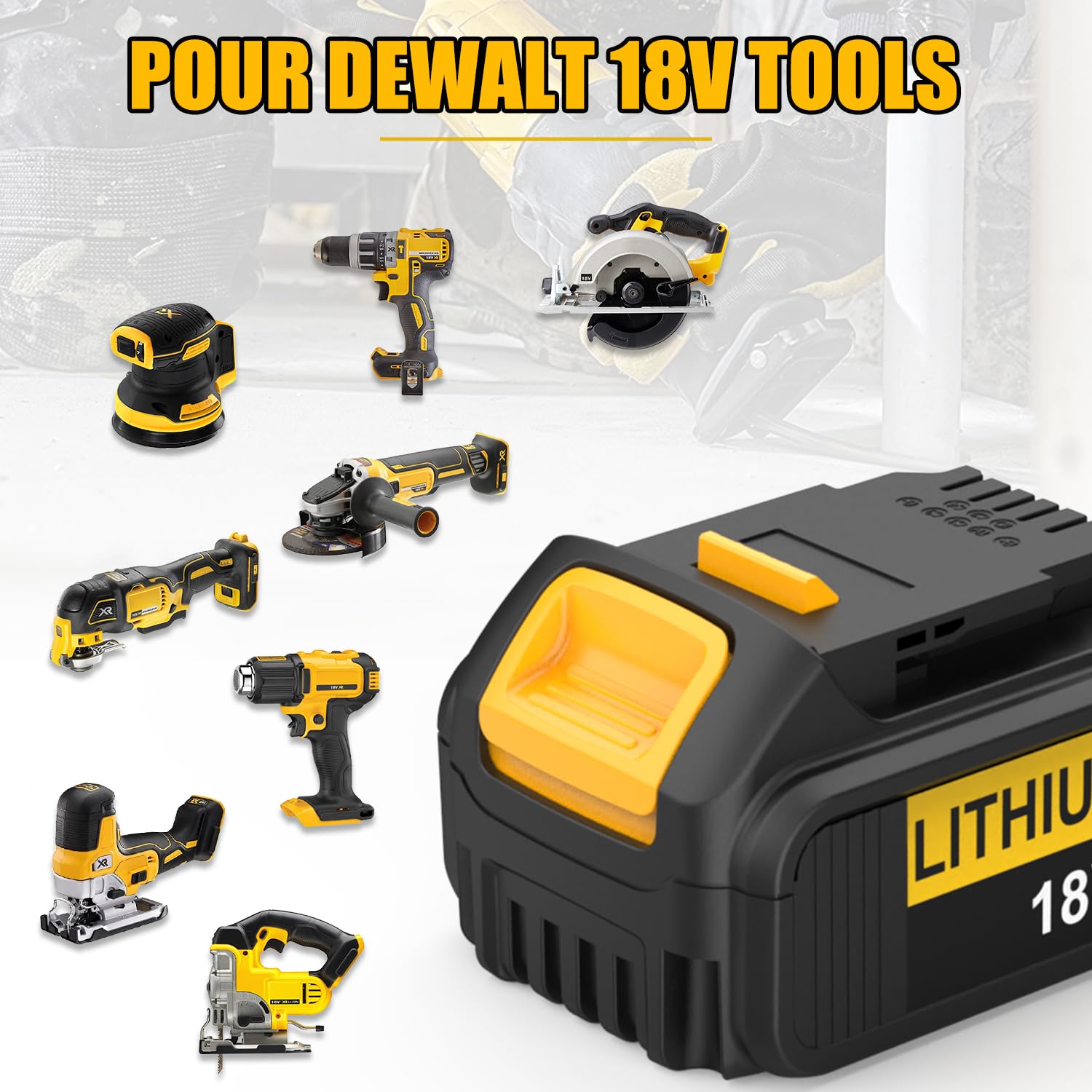 Energup 2Pcs 18V 5Ah Batterie pour Dewalt Batterie 18V DCB184