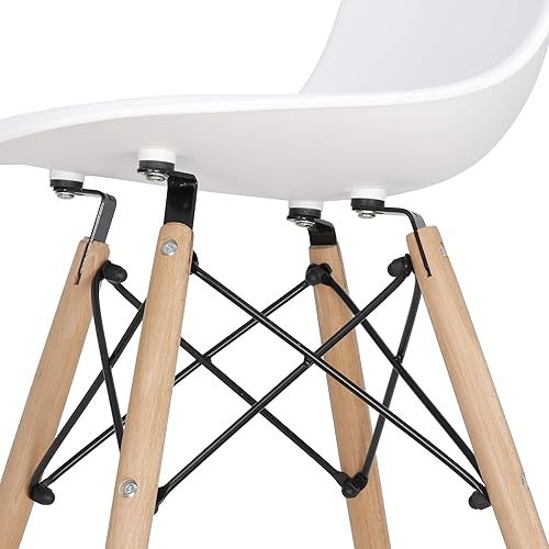 Miniatura 8 de SUPER DEAL Juego de 4 sillas de comedor modernas DSW de plástico, sillas laterales de mediados de siglo con patas de madera maciza para sala