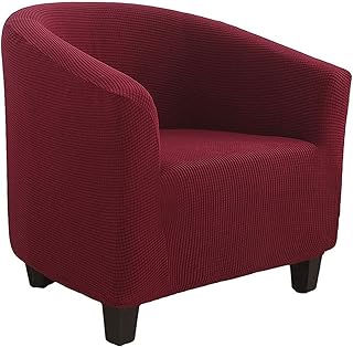 Konsilsa Tub Chair Covers, Chair Cover Chair Slipcover Sofa Cover Furniture Protector Couch Club Chair Slipcover with Arms (Color : Wine red)