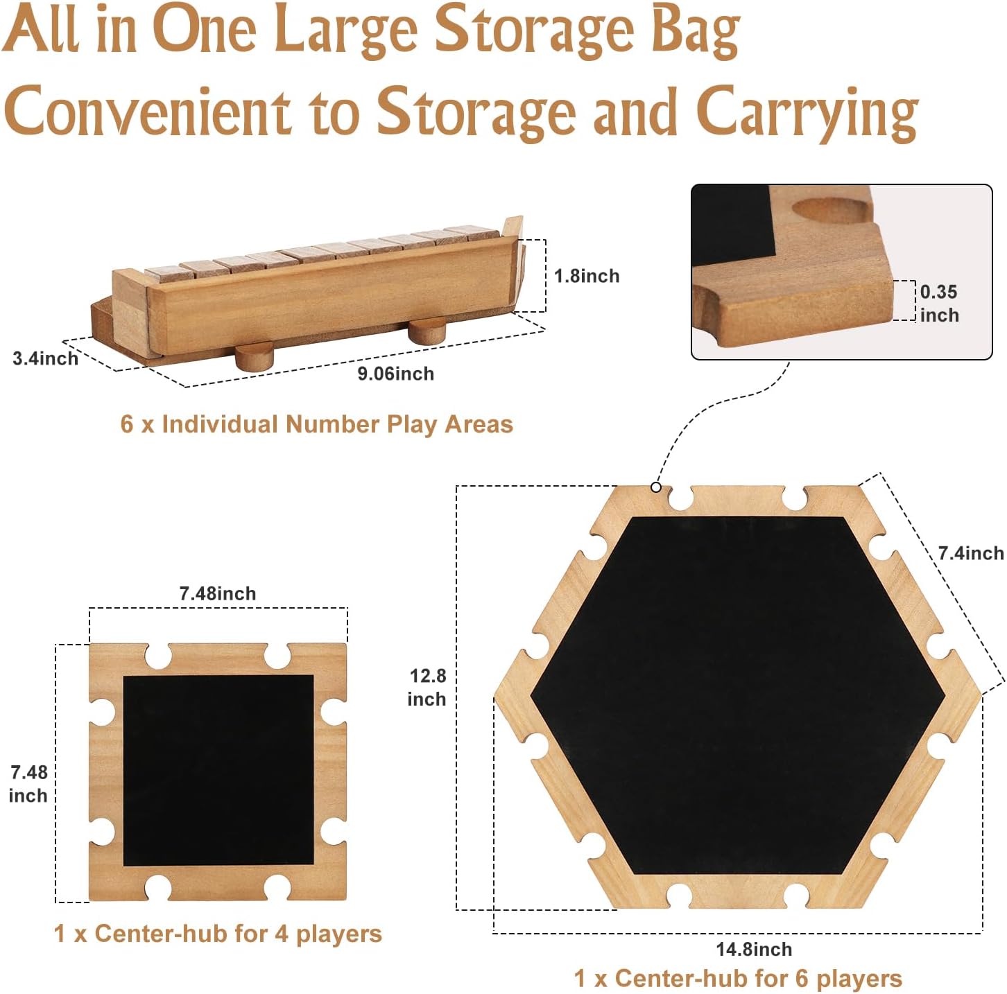 Shut The Box Game for 1-6 Players, Plusvivo Large Round Wooden Board Dice Game with 14 Dice for Adults, 6 Way Clever Math Game for Home Classroom or Pub
