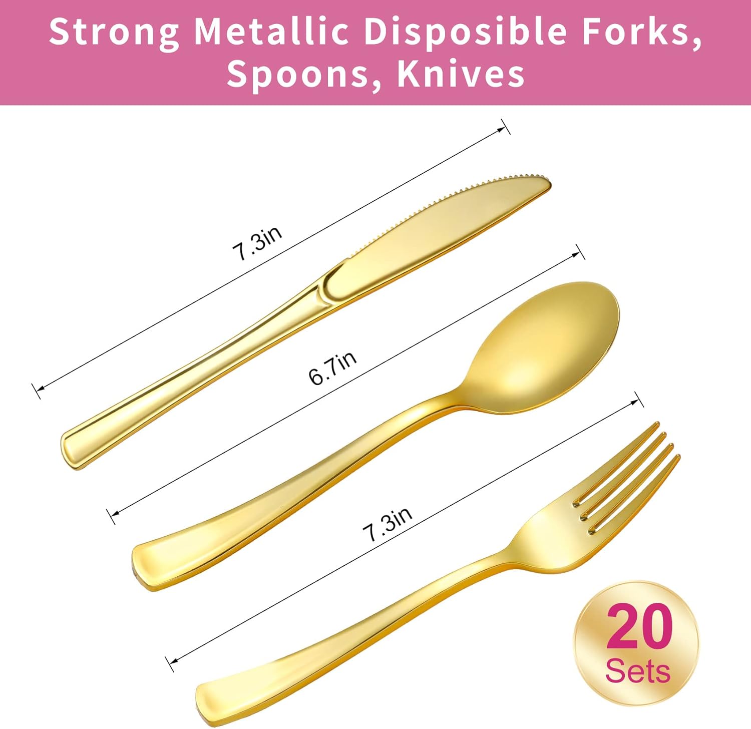 Pink and Gold Disposable Party Dinnerware Set, 20 Guest -141PCS with Paper Plates, Napkins, 9oz Cups, Plastic Silverware( Forks, Knives, Spoon), and Tablecloths, Party Supplies for Birthday Decoration : Home & Kitchen