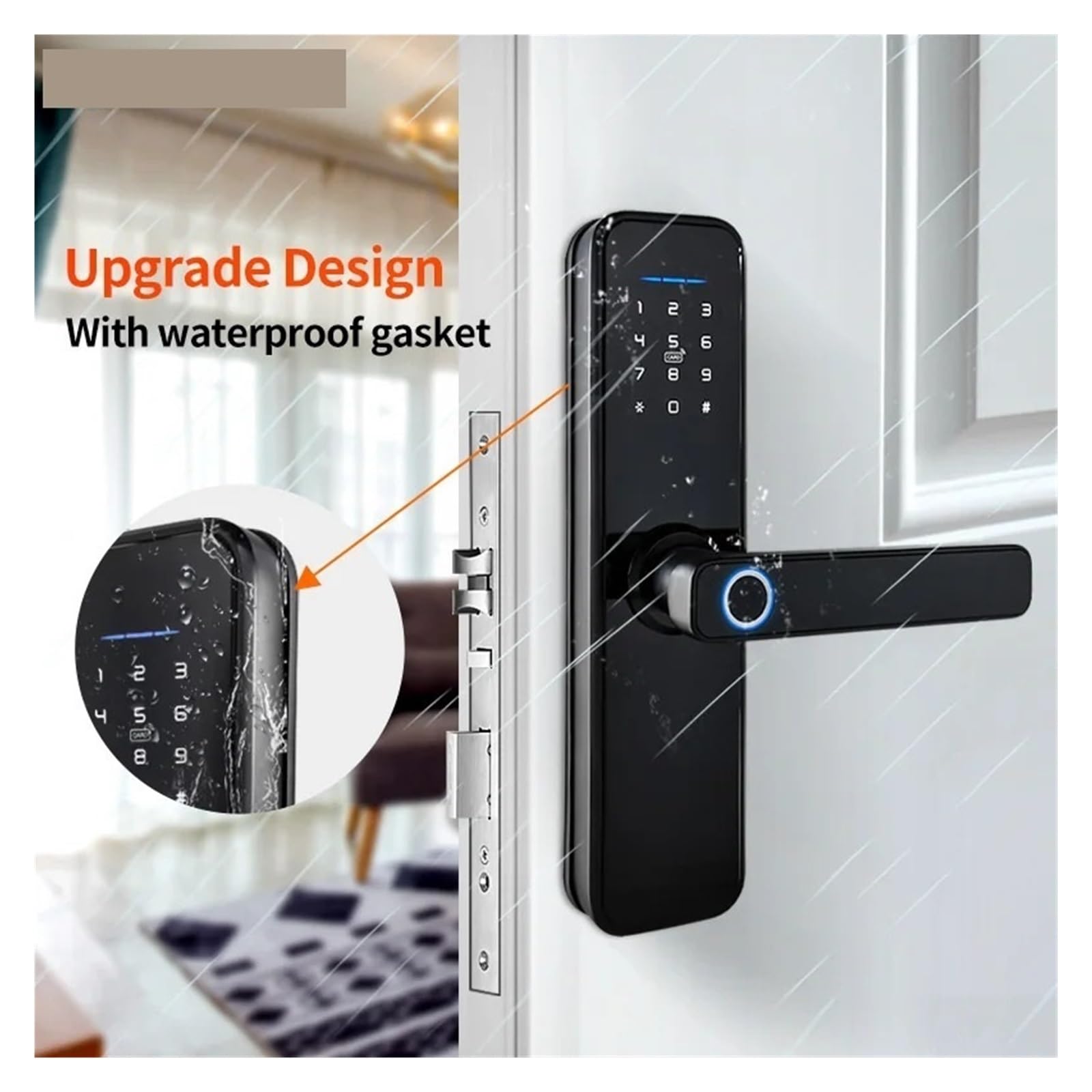 wasserdichte Tuya Biometrische Fingerabdruck-Sicherheit Intelligente Smart WiFi APP Passwort Elektronisches Türschloss Einfache Hohe Sicherheit(60 Latch)