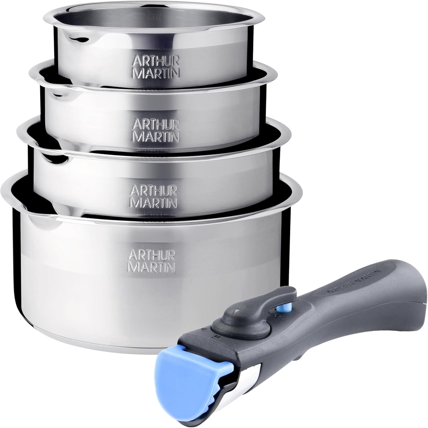 Arthur Martin - AM7457 Stainless Steel cookware Set with Removable Handle