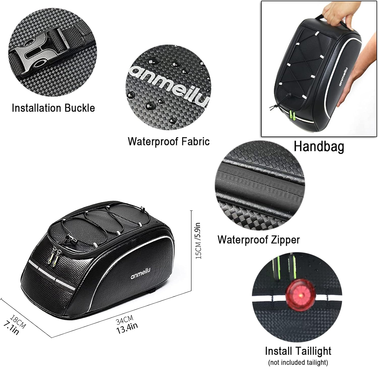 Bike Rack Bag Bicycle Bag Bike Trunk Bags Rear Rack Pack Carrier Pannier Storage Cargo Saddle Back Seat Luggage Pouch Mountain Road Fat Tire Commuter Electric Biking Travel Cycling Waterproof