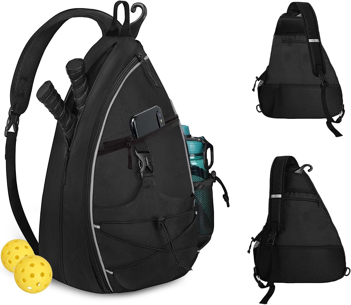 WOLT Pickleball Bag,Bandolera bandolera para mujeres y hombres,Mochila Pickleball con gancho de valla para tenis, raquetbol