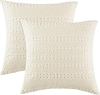 Vista 68 de PHF Fundas de almohada 100% algodón con tejido de gofre de 24 x 24 pulgadas, paquete de 2 fundas cuadradas para decoración elegante del hogar, sin