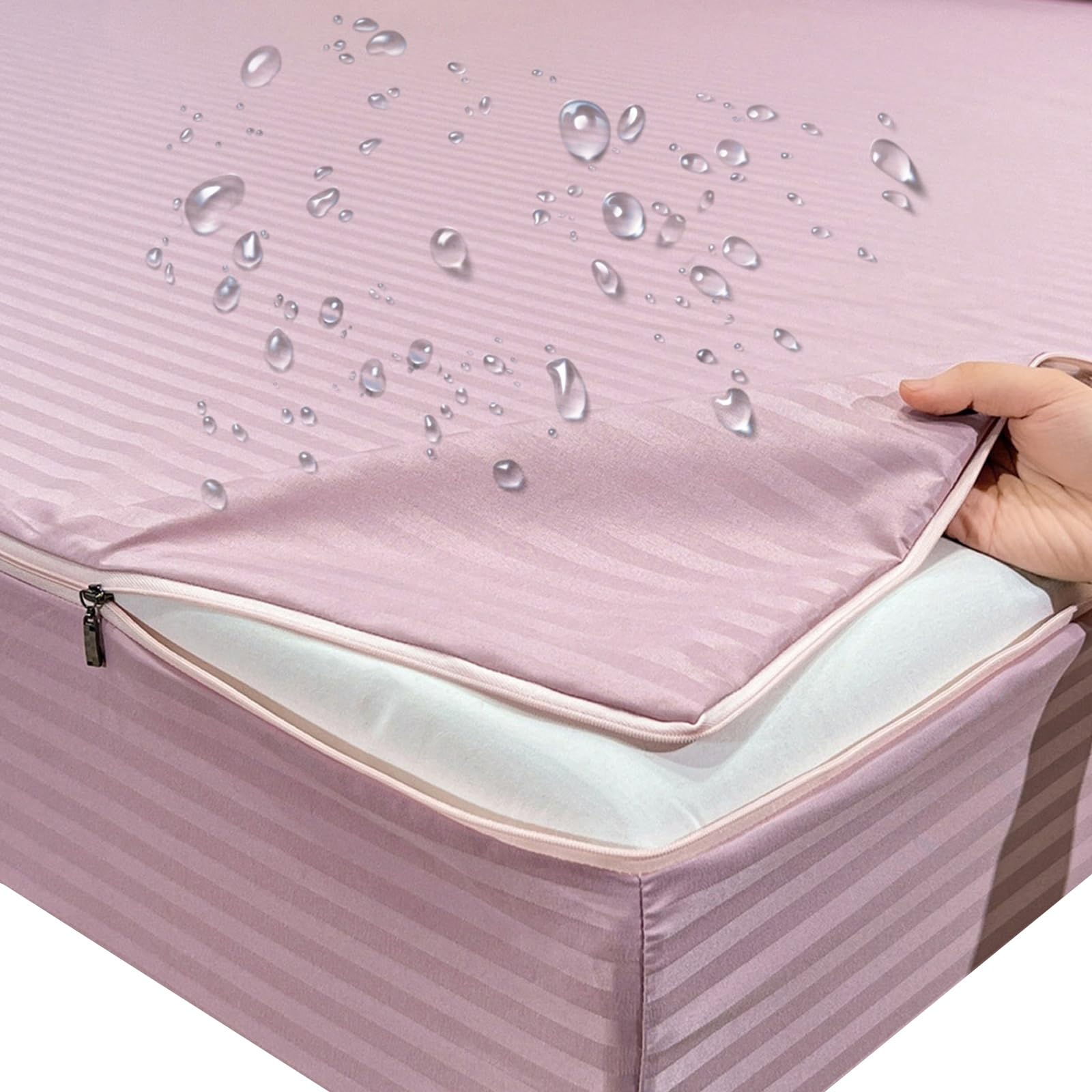 Protector de Colchón con Cremallera 4 Lados, Incluye 2 Fundas de Almohada