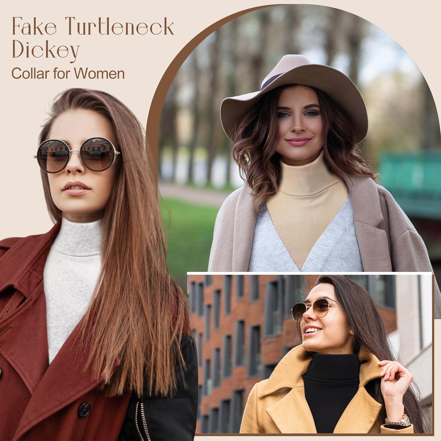 SATINIOR 4 Pcs Fake Turtleneck Dickey Collar for Women Fake Mock Blouse Detachable Faux Turtle Necks for Women Men - Image 6