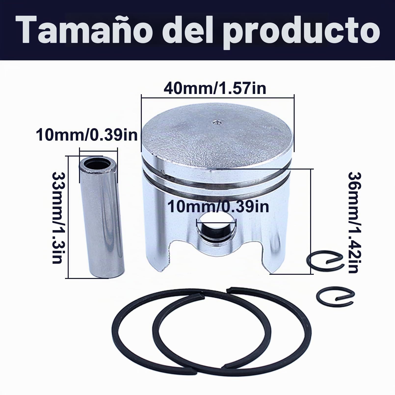 40 mm Kit de Pistón para 40-5 43Cc Bc430 CG430 1E40F-5 Mitsubishi Tl43 motores, con juego de juntas, repuestos para desbrozadora/cortabordes