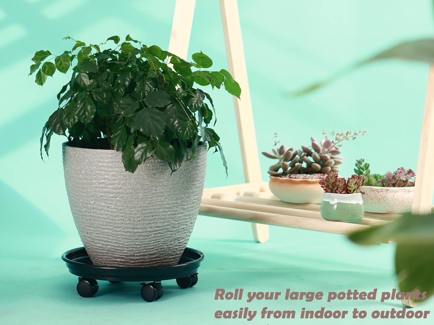 8 Packs 12 Inches Plant Caddy with PU Wheels Large Rolling Plant Stands Plastic Plant Roller Base Pot Movers Planter Saucer on Wheels Indoor Outdoor Wheeled Plant Dolly Planter Tray Coaster