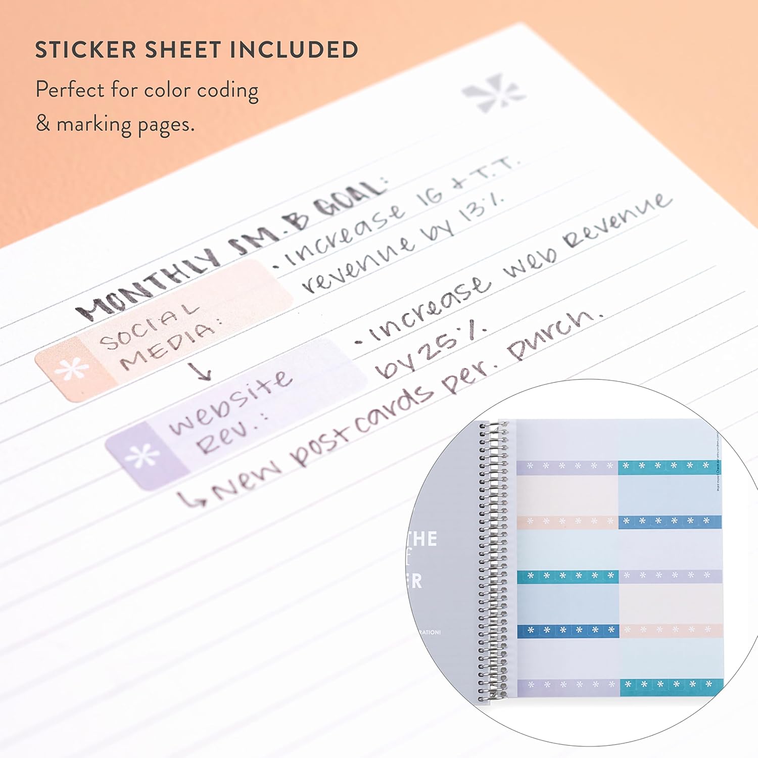 Erin Condren 7x9 Groovy Waves Spiral Notebook | College Ruled Layout for Notes, Journaling, Planning & List-Making | 160 pages, 80 lb. Premium Paper