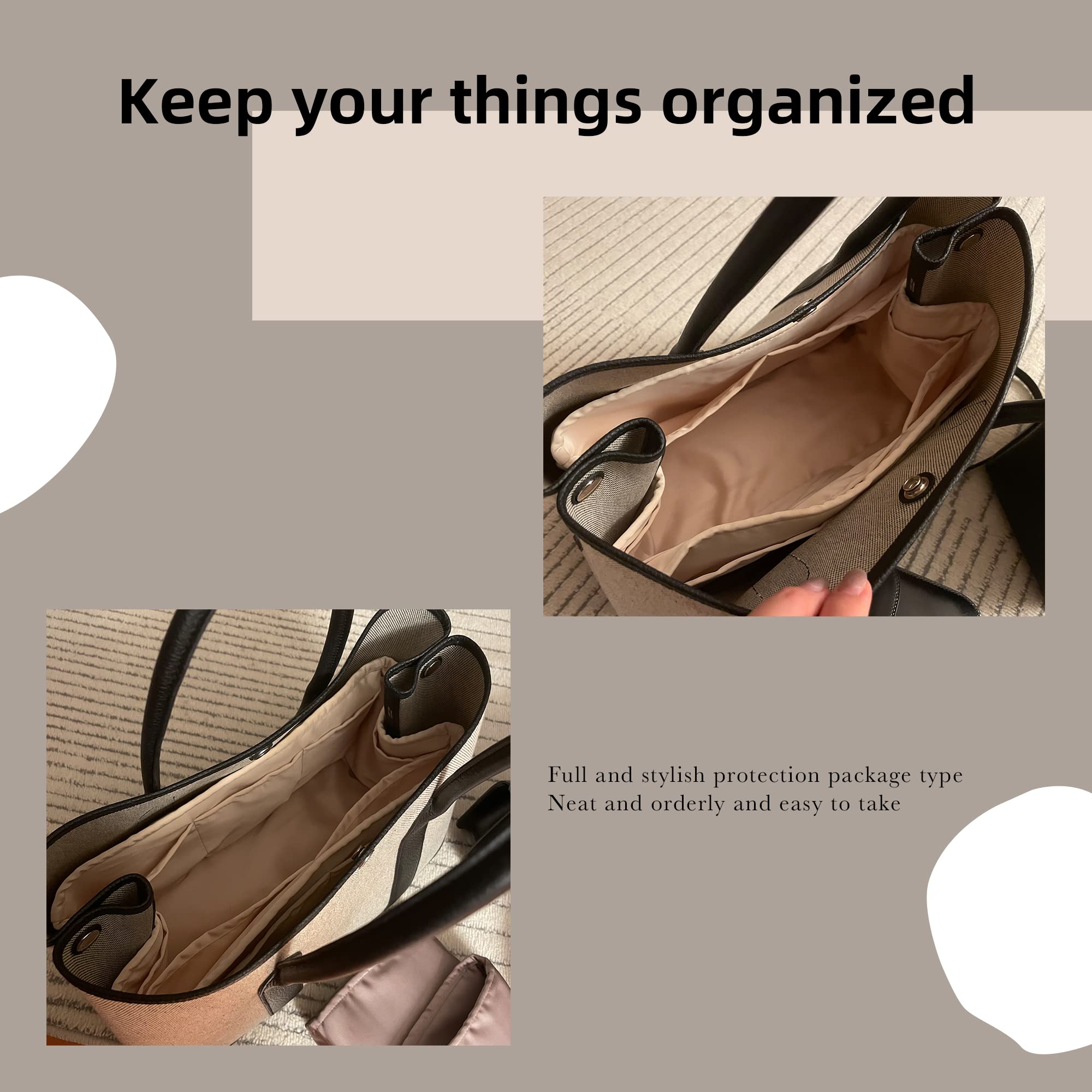 DGAZ Organizador de Bolso de Seda Premium, Inserto Ligero para Garden Party 23/26/30/36/45/49, Forro Interior Elegante que Protege y Organiza (Craie, GP36)