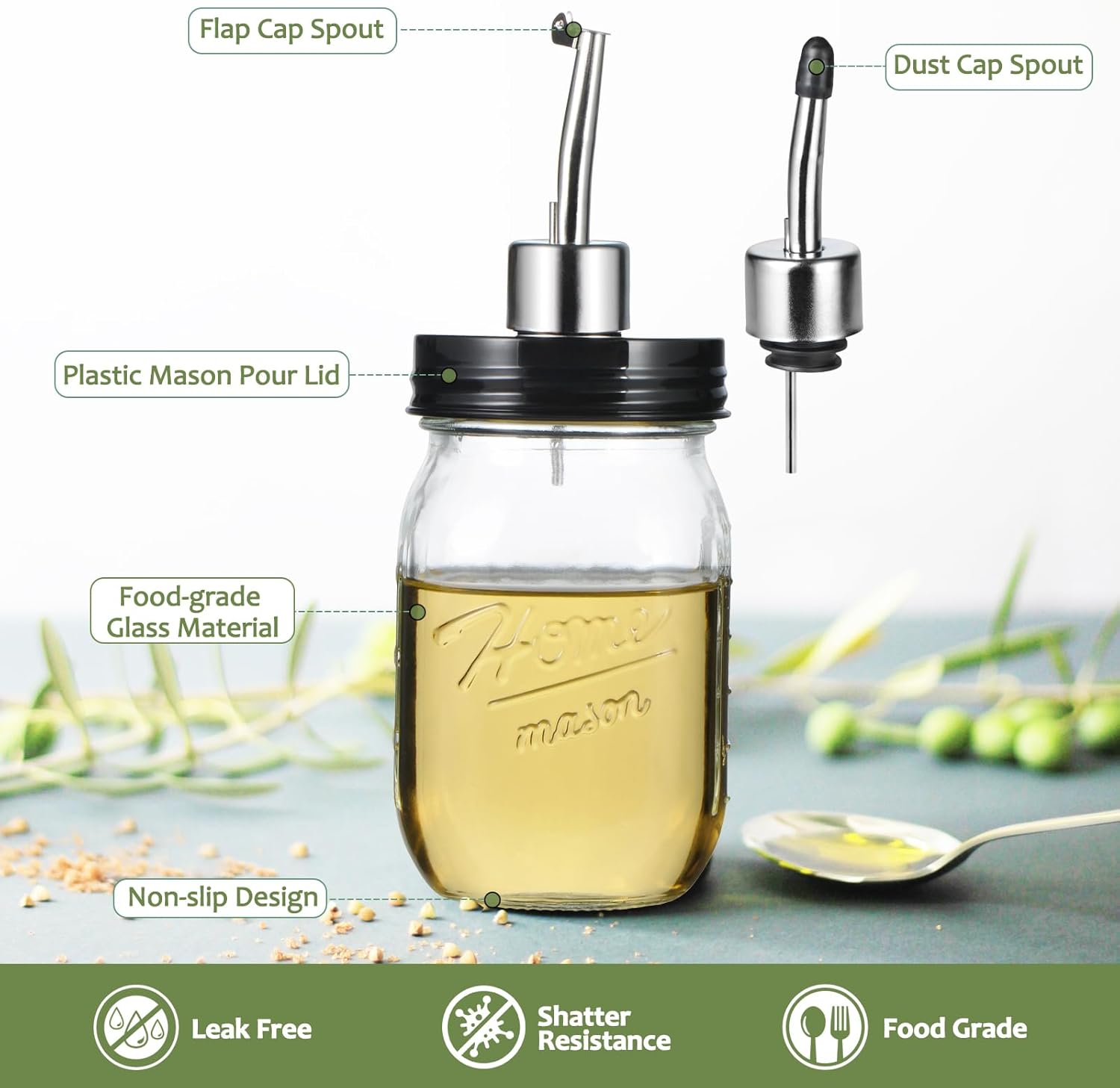 SheeChung Farmhouse Metal Wire Bin Basket with Wall Mount with 16oz Oil Dispenser Bottle for Kitchen