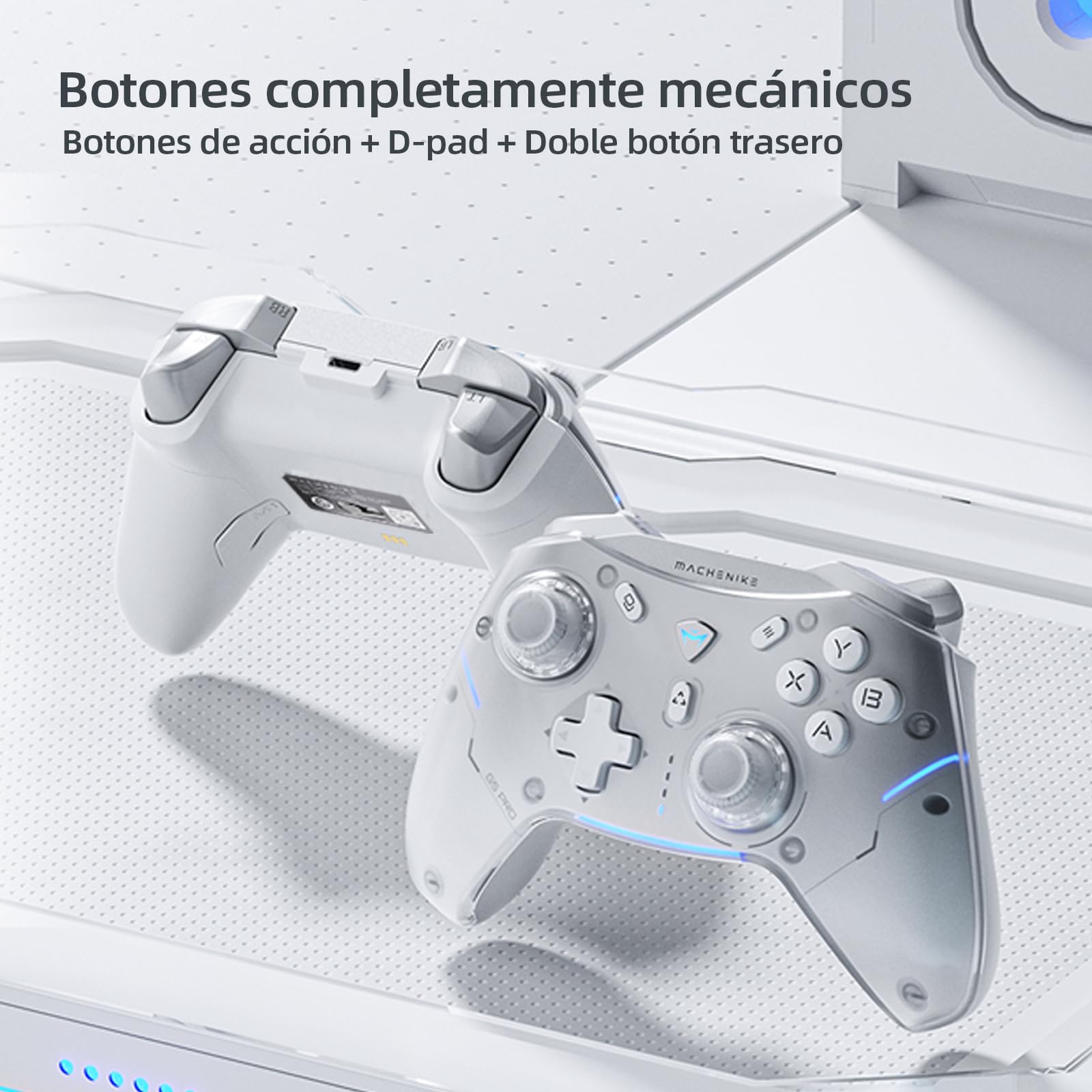 Machenike G5 Pro Mando PC Inalambrico for Windows,Switch,IOS&Android,Mando para PC,Hall Effect Joystick＆Triggers/Gyroscope,RGB Lights (Negro)